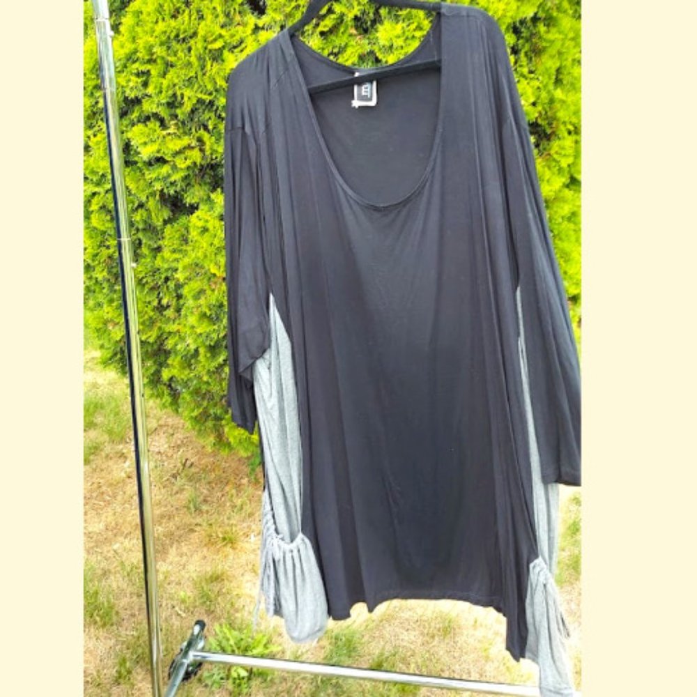 M.I.B Womens Two Toned Side Pockets Mid-Length Black Dress - Plus Size 5X